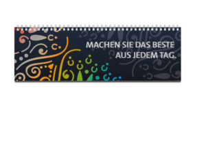 Tischquerkalender als Musterkalender - Der MEGA 1 mit Umschlag von terminic im bunten Mandala Design